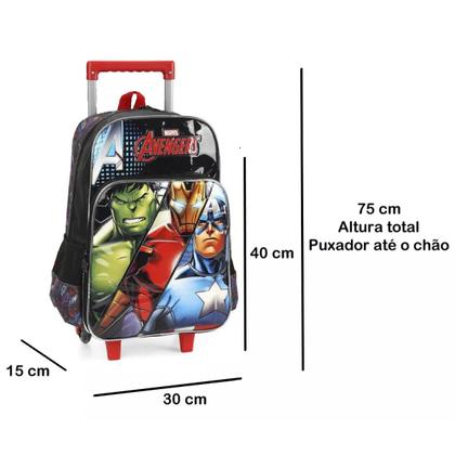 Imagem de Mochila Vingadores Hulk + Herpois Rodinha Infantil Masculina