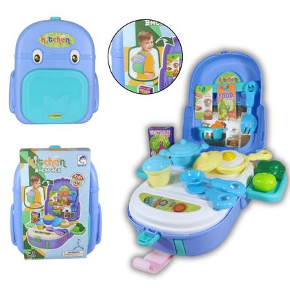 Imagem de Mochilha Kit Cozinha Infantil 2 em 1 Unisex Completo - Utensílios Cozinheiro (a) Brinquedo Divertido Interativo