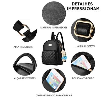 Imagem de Mochilinha De Costas Pequena Bolsa Feminina Chaveiro Linda