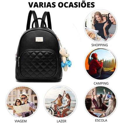 Imagem de Mochilinha De Costas Pequena Bolsa Feminina Chaveiro Linda