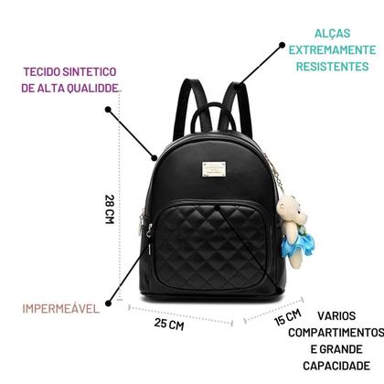 Imagem de Mochilinha De Costas Pequena Bolsa Feminina Chaveiro Linda