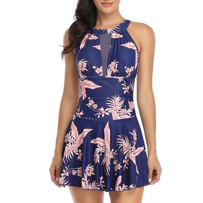 Imagem de Moda casual feminina de uma peça sexy malha saia estilo multicolor impresso maiô biquíni