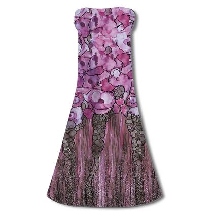 Imagem de Moda feminina casual verão solto estampado em volta do pescoço vestido sem mangas