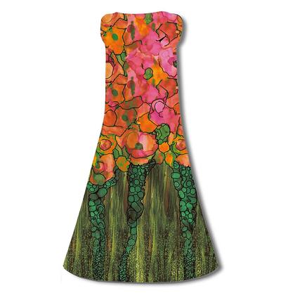 Imagem de Moda feminina casual verão solto estampado em volta do pescoço vestido sem mangas