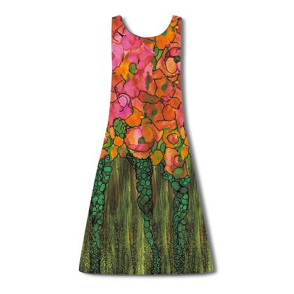 Imagem de Moda feminina casual verão solto estampado em volta do pescoço vestido sem mangas