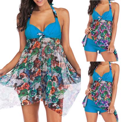 Imagem de Moda feminina com estampa floral almofada de peito roupa de banho biquíni dividida maiô 2 peças