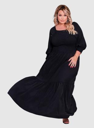 Imagem de Moda Feminina Plus Size Vestido Longo Manga Comprida Festa