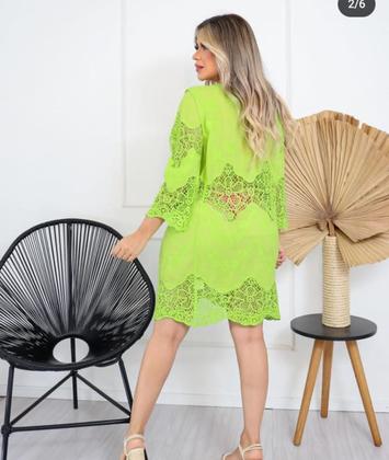 Imagem de Moda Praia Feminina Chemise /Saida de Praia Chic Boho Elegante /Veestido Renda Bata  2814