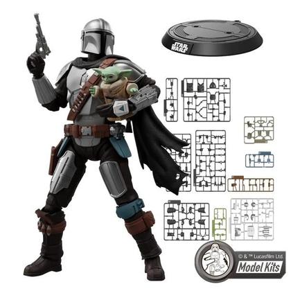 Imagem de Model Kit Star Wars The Mandalorian Din Djarin e Grogu Baby Yoda Blokees Figura Articulada Colecionável 121 Peças