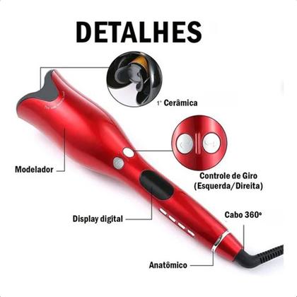 Imagem de Modelador Automático Morina Bivolt Display Digital Cachos Perfeitos Cerâmica Cabo Giratório