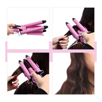 Imagem de Modelador Cachos Chapinha Triondas Formador Triplo Cacheador Ondulador Cabelo Cerâmica Profissional bivolt