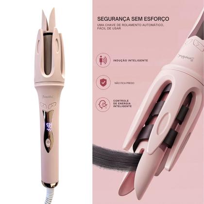 Imagem de Modelador de Cachos Automático Antifrizz Painel de LED Aquecimento Rápido Cachos Definidos Cabo Giratório 360