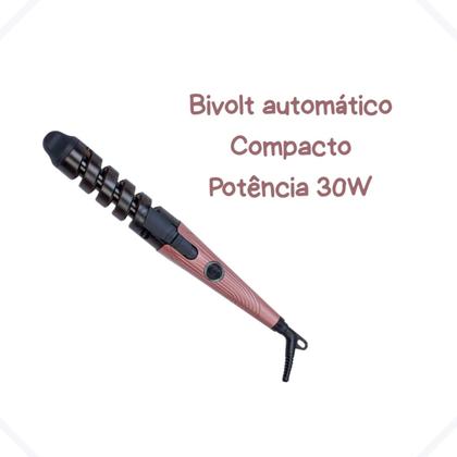 Imagem de Modelador de Cachos de Cabelo 30W Bivolt Compacto Cabo Giratório 360º Rosa