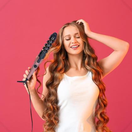 Imagem de Modelador de Cachos de Cabelo 30W Bivolt Compacto Cabo Giratório 360º Rosa
