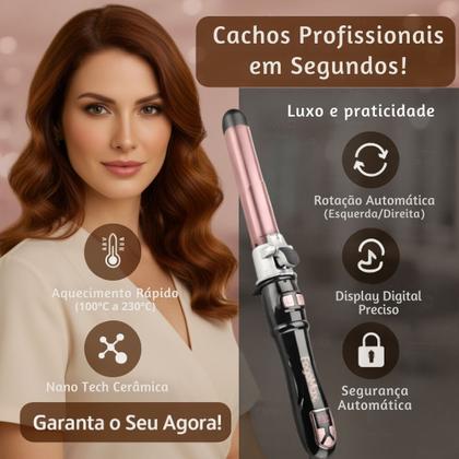 Imagem de Modelador De Cachos Giro Automático Profissional Rápido Aquecimento Bivolt Eleve Sua Beleza