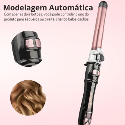 Imagem de Modelador De Cachos Giro Automático Profissional Rápido Aquecimento Bivolt Eleve Sua Beleza