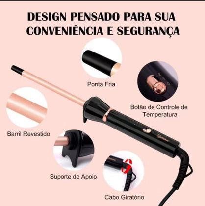 Imagem de Modelador de Cachos Hatteker Profissional Pinça Cerâmica Turbo Calor Cachos Perfeitos