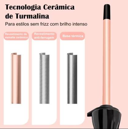 Imagem de Modelador de Cachos Hatteker Profissional Pinça Cerâmica Turbo Calor Cachos Perfeitos