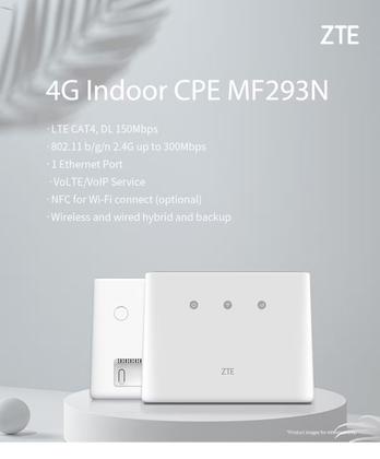 Imagem de Modem Roteador 4g+ Zte 293n Con.antena Lte 700/1800/2600mhz Desbloq. Saída Antena