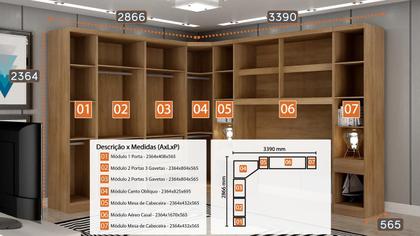 Imagem de Modulado Casal Completo 6 Portas 8 Gavetas - Linea-Cumaru/Fendi - Móveis Novo Horizonte