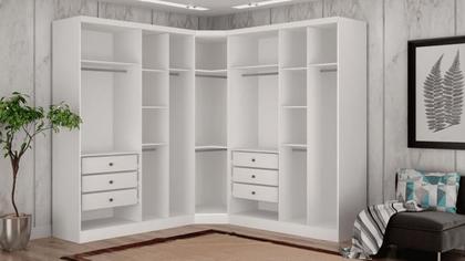 Imagem de Modulado Closet 100% MDF Espelhado 9 Portas 6 Gavetas - Linea-Branco - Móveis Novo Horizonte