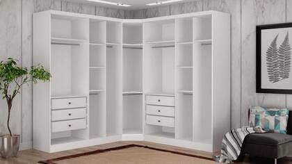 Imagem de Modulado Closet Completo 9 Portas 6 Gavetas - Rizon-Branco - Móveis Novo Horizonte