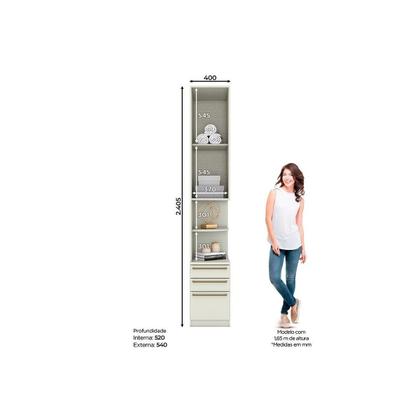 Imagem de Modulado de Quarto Armário Mesa de Cabeceira Seletto MC02 c/ 1 Porta e 3 Gavetas Areia/Jequitibá - Henn