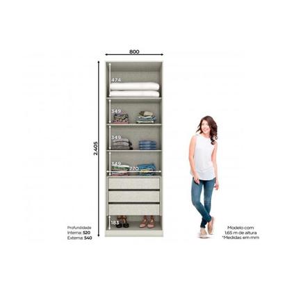 Imagem de Modulado de Quarto Guarda Roupa c/ 2 Portas e 3 Gavetas MC03 Seletto Areia/Jequitibá - Henn