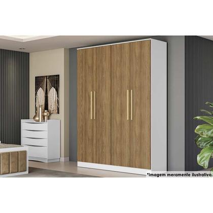 Imagem de Modulado de Quarto Guarda Roupa c/ 4 Portas e 2 Gavetas N536 Adapt Branco/Macadamia - Kappesberg