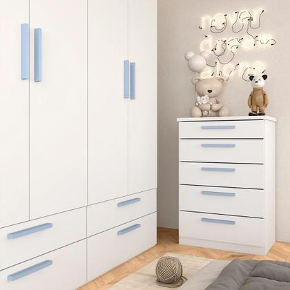 Imagem de Modulado Infantil Joy Com Cômoda 5 Gavetas Branco/azul - M.a