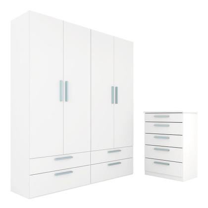 Imagem de Modulado Infantil Joy Com Cômoda 5 Gavetas Branco/azul - M.a