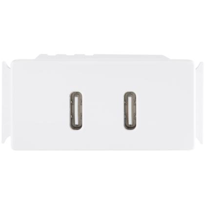 Imagem de Módulo 2 Tomadas Usb-C 2 A Bivolt Tramontina Branco Compatível Com Aria Tramontina