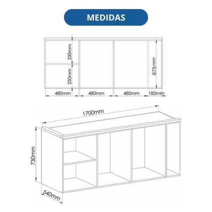 Imagem de Módulo Aéreo 3 Portas 170cm X 73cm Elegantes