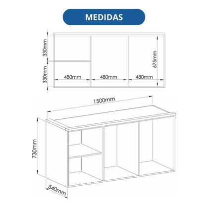 Imagem de Módulo Aéreo para Quarto 3 Portas Elegance