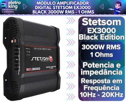 Imagem de Módulo Amplificador Digital Stetsom EX3000 Black 3000 Watts Rms 1 Canal - 1 Ohm