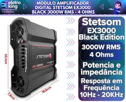Imagem de Módulo Amplificador Digital Stetsom EX3000 Black 3000 Watts Rms 1 Canal - 4 Ohms