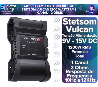 Imagem de Módulo Amplificador Digital Stetsom Vulcan 1200 Watts Rms 1 Canal - 2 Ohms