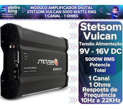 Imagem de Módulo Amplificador Digital Stetsom Vulcan 5000 Watts Rms 1 Canal - 1 Ohm