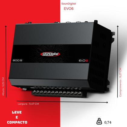 Imagem de Módulo Amplificador EVO6 800.5-4 Ohms Bridge 800 WRMS 5 Canais Tecnologia Exclusiva - Soundigital