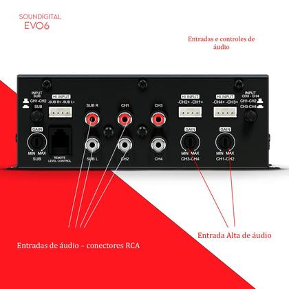 Imagem de Módulo Amplificador EVO6 800.5-4 Ohms Bridge 800 WRMS 5 Canais Tecnologia Exclusiva - Soundigital