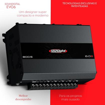 Imagem de Módulo Amplificador EVO6 800.5-4 Ohms Bridge 800 WRMS 5 Canais Tecnologia Exclusiva - Soundigital