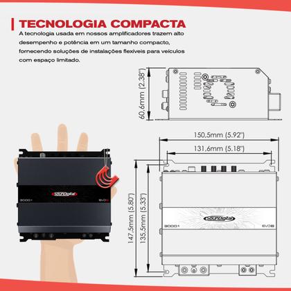 Imagem de Módulo Amplificador Potência 3000w 1 canal 4 2 1 ohms SounDigital 3000.1 EVO6 Para Subwoofer Grave