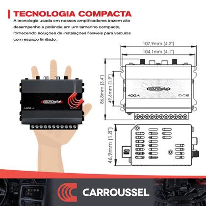 Módulo Amplificador Potência 400w 4 e 2 canais 4 ohm SounDigital