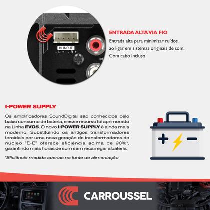 Imagem de Módulo Amplificador Potência Som Automotivo 800w 4 ohms 1 canal RCA e Fio Alta 800.1 Soundigital