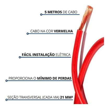 Imagem de Módulo Amplificador Stetsom HL2000.4 2000W 2 Ohms e Cabo Bateria 21mm 5 Metros reforçado