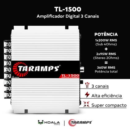 Imagem de Módulo Amplificador Taramps TL 1500 3 Canais 390w Rms 2 Ohms Som Automotivo