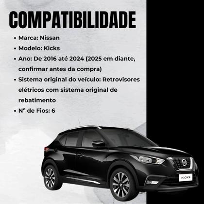 Imagem de Módulo Automação de Retrovisores compatível com Nissan Kicks a partir de 2016 Tury - PARK3.2.6CX