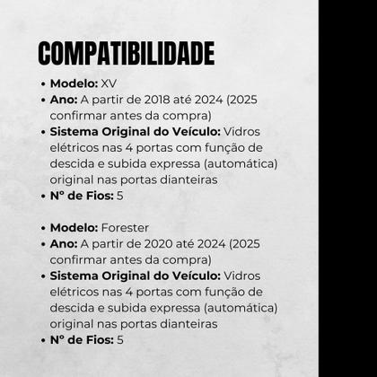 Imagem de Módulo Automação de Vidro Elétrico compatível com XV 2018, Forester 2020 Tury - PRO4.154FY