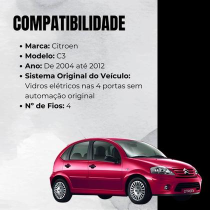 Imagem de Módulo Automação de Vidros Elétricos compatível com C3 de 2004 a 2012 Tury - PRO4.46DN
