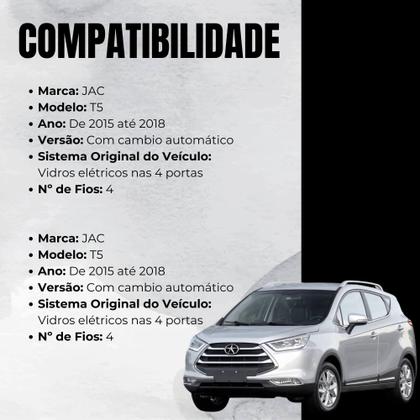 Imagem de Módulo Automação de Vidros Elétricos compatível com Jac T5 de 2015 a 2018 Tury - PRO4.75ED